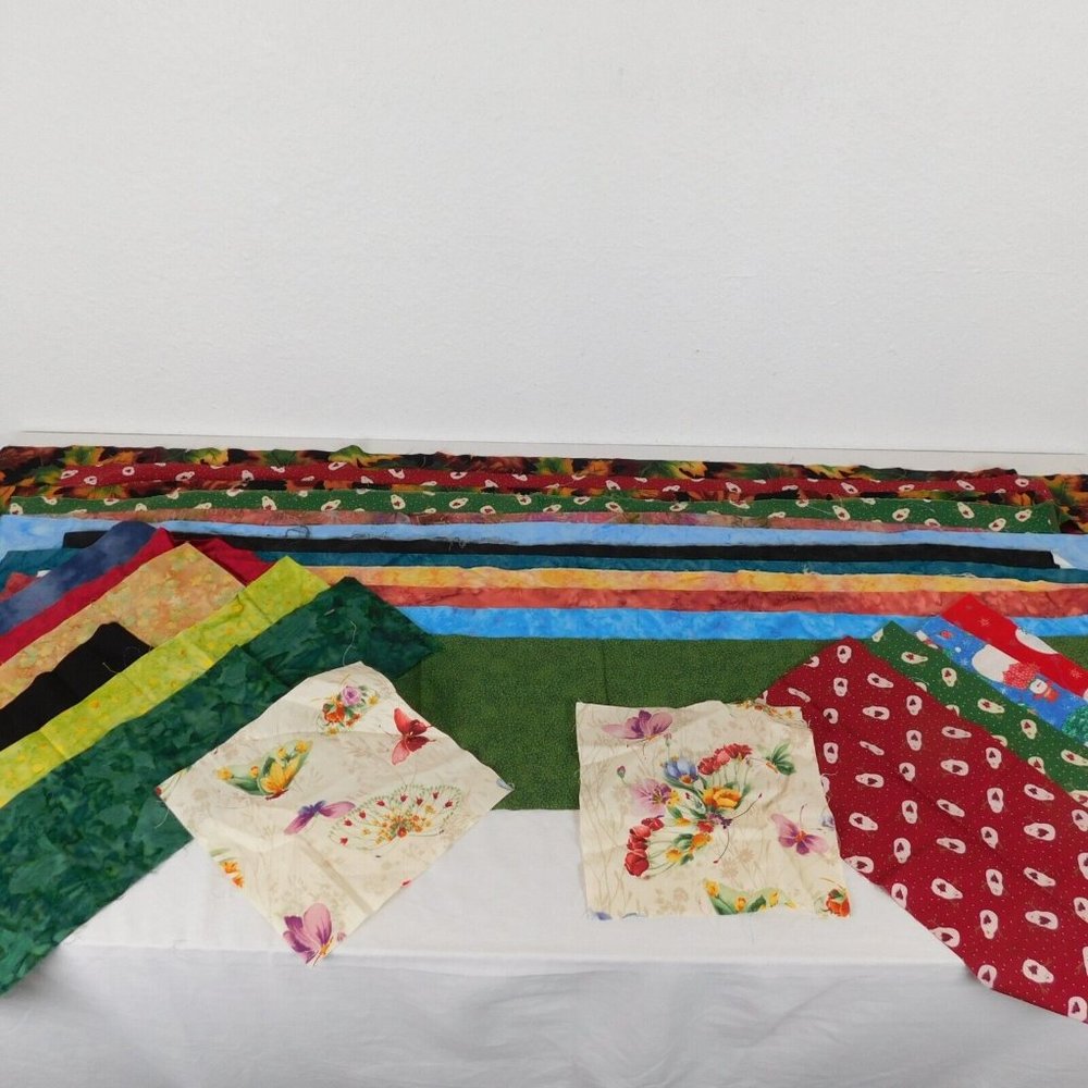Remnant Cotton Fabric 24 Pieces Various Long Rectangle Square Colors Patterns